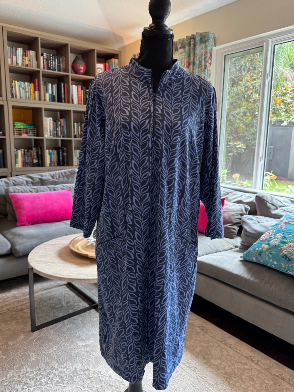 Katherine Way Blue Leaf Design dress